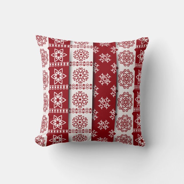 Rood Plaid Sneeuwvlok Kerstkussen Kussen (Voorkant)