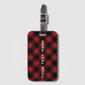 Rood Plaid Tartan Bagagelabel met aangepaste tekst (Voorkant (verticaal))
