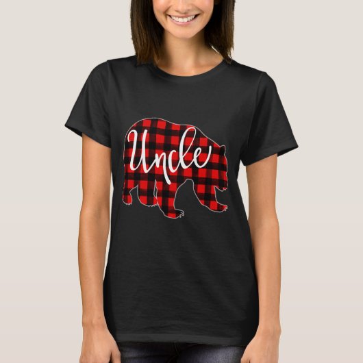 Rood Plaid Uncle Beer Matching Familie Kerstavond T-shirt (Voorkant)