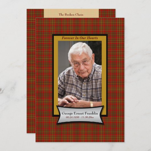 Rood-platenkaart met foto programmakaart (Voorkant / Achterkant)