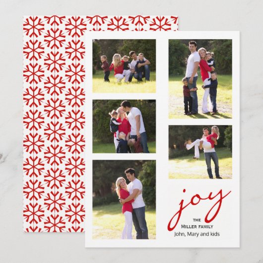 Rood plezier, fotocollage kerstvakantie feestdagenkaart (Voorkant / Achterkant)