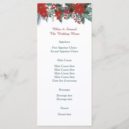 Rood Poinsettia Border Bouquet Menu (Voorkant)