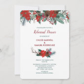 Rood Poinsettia Border Bouquet repetitie diner Kaart (Voorkant)