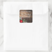 Rood Poinsettia Donker Hout Vierkant Adreslabel Vierkante Sticker (Tas)