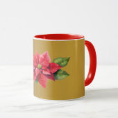 Rood Poinsettia Geborsteld goud kleur Mok (Voorkant rechts)