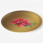 Rood Poinsettia Geborsteld goud kleur Papieren Bordje (Gekanteld)
