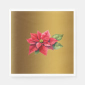 Rood Poinsettia Geborsteld goud kleur Servet (Voorkant)