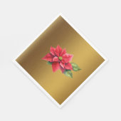 Rood Poinsettia Geborsteld goud kleur Servet (Hoek)