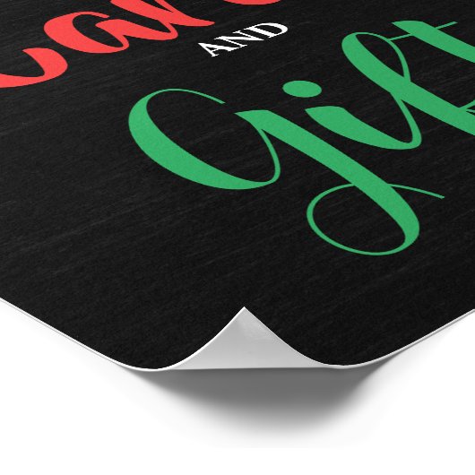 Rood-Poinsettia kerstbord bruiloft Poster (Hoek)