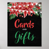 Rood-Poinsettia kerstbord bruiloft Poster (Voorkant)