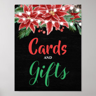 Rood-Poinsettia kerstbord bruiloft Poster