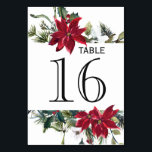 Rood-Poinsettia kerstbruiloft Kaart<br><div class="desc">Creëer uw eigen Tafelnummer Kaart met deze "Red Poinsettia Christmas Wedding Table Number" sjabloon om uw trouwkleuren en stijl aan te passen. Klik voor verdere aanpassingen op de link "Verder aanpassen" en gebruik onze ontwerptool om deze sjabloon aan te passen. Als je hulp nodig hebt of overeenkomende objecten, neem dan...</div>