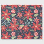 Rood Poinsettia MERRY CHRISTMAS WRAPPINGPAPIER Cadeaupapier (Vlak)