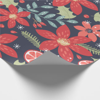 Rood Poinsettia MERRY CHRISTMAS WRAPPINGPAPIER Cadeaupapier