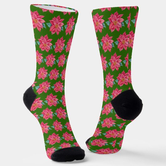 Rood Poinsettia Patroon Sokken