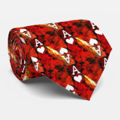 Rood poker stropdas Ace Hearts Vibrant (Opgerold)