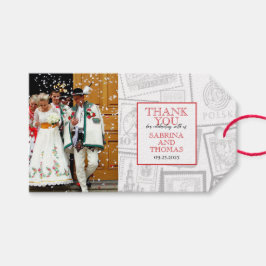 Rood Polen trouwfoto Cadeaulabel