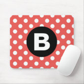 Rood Polka Dot Patroon Zwart Monogram Muismat (Met muis)