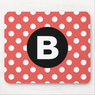 Rood Polka Dot Patroon Zwart Monogram Muismat