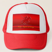 Rood poly-Pony en Rider op rood chroomvormig Trucker Pet (Voorkant)