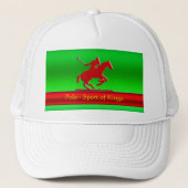 Rood poly-Pony en Rider op rood chroomvormig Trucker Pet (Voorkant)