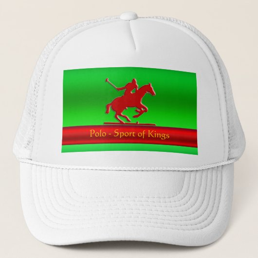 Rood poly-Pony en Rider op rood chroomvormig Trucker Pet (Voorkant)