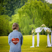 Rood Polygonaal Hart Team Bruid Bachelorette Party Denim Jacket