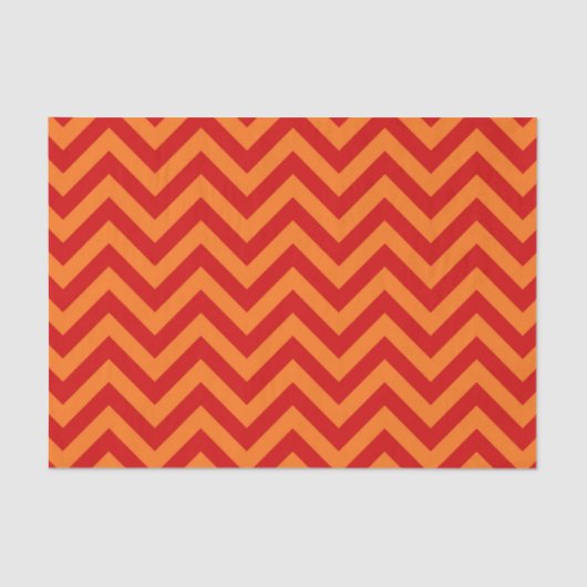 Rood, pompoen Oranje Grote Chevron ZigZag Pattern Tissuepapier (Voorkant)