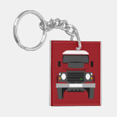 Rood Pop Kunstklassieke grond Rover Car Sleutelhanger (Voorkant Links)
