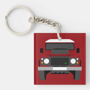 Rood Pop Kunstklassieke grond Rover Car Sleutelhanger