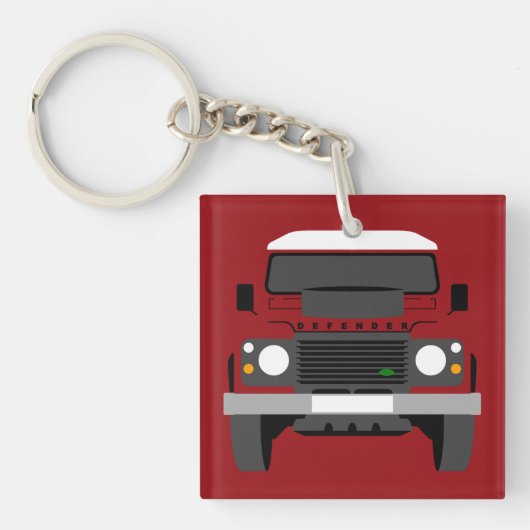 Rood Pop Kunstklassieke grond Rover Car Sleutelhanger (Voorkant)