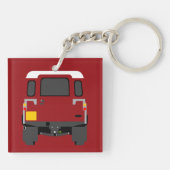 Rood Pop Kunstklassieke grond Rover Car Sleutelhanger (Achterkant)