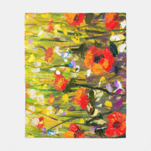 Rood Poppies veld Abstract schilderij Fleece Deken
