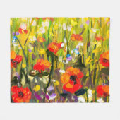 Rood Poppies veld Abstract schilderij Fleece Deken (Voorkant (Horizontaal))