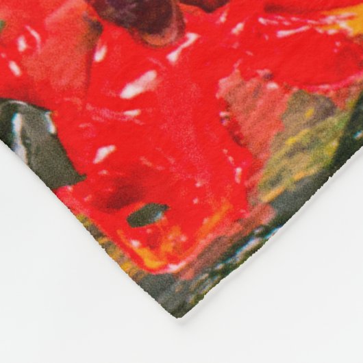 Rood Poppies veld Abstract schilderij Fleece Deken (Hoek)