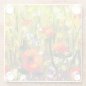 Rood Poppies veld Abstract schilderij Glazen Onderzetter (Achterkant)