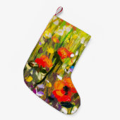 Rood Poppies veld Abstract schilderij Kleine Kerstsok (Voorkant (Hangend))