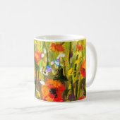 Rood Poppies veld Abstract schilderij Koffiemok (Voorkant rechts)