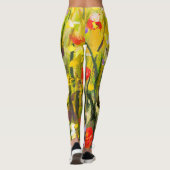 Rood Poppies veld Abstract schilderij Leggings (Achterkant)