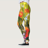 Rood Poppies veld Abstract schilderij Leggings (Links)