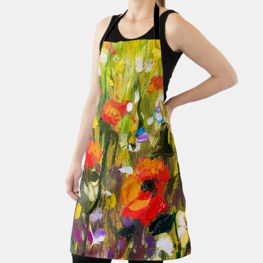 Rood Poppies veld Abstract schilderij Schort (Insitu)