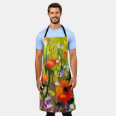 Rood Poppies veld Abstract schilderij Schort (Gedragen)