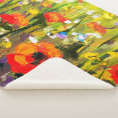 Rood Poppies veld Abstract schilderij Sherpa Deken (3/4)