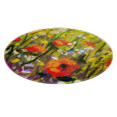 Rood Poppies veld Abstract schilderij Snijplank (Hoek)