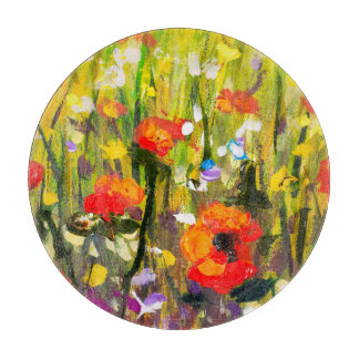 Rood Poppies veld Abstract schilderij Snijplank