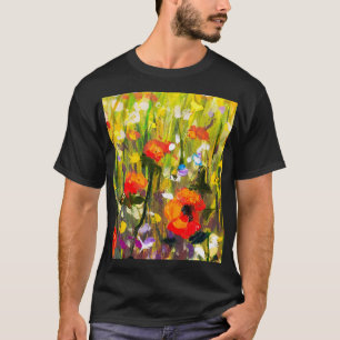 Rood Poppies veld Abstract schilderij T-shirt