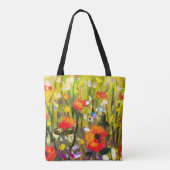 Rood Poppies veld Abstract schilderij Tote Bag (Achterkant)
