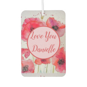 Rood Poppy Aquarel Bloem Auto Luchtverfrisser