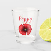 Rood Poppy August Geboorte Bloem Shot Glas (Voorkant)