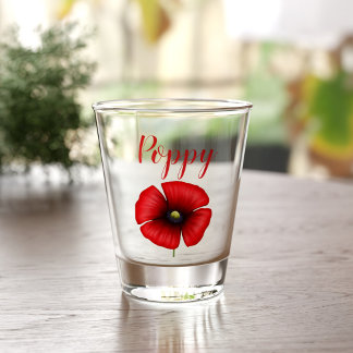 Rood Poppy August Geboorte Bloem Shot Glas